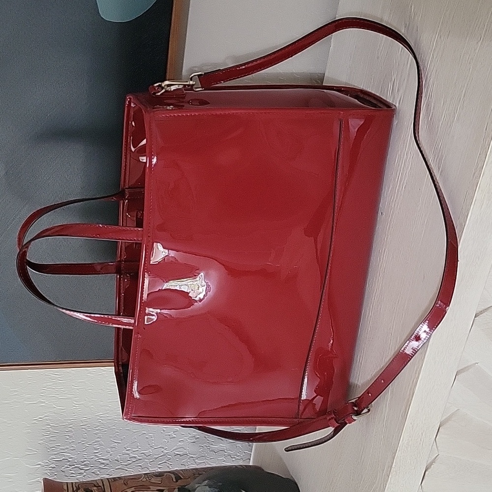 Who What Wear Large Red Patent Tote
